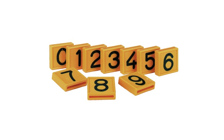 Bloc de numéro, un chiffre, jaune (0-9)